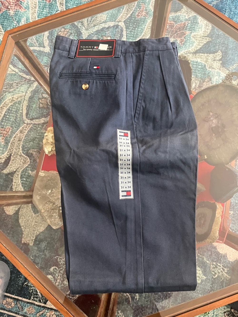 Tommy Hilfiger Men’s Dark Navy Pleated Chinos